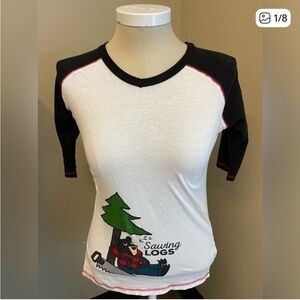 3/$25 | Lazy One Sawing Logs elbow sleeve casual 100% Cotton tee XS